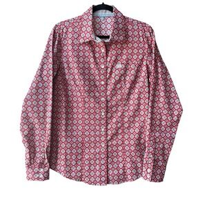 Cinch Red and White Patterned Women's Blouse